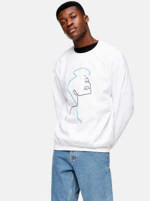 White And Blue Face Sweatshirt