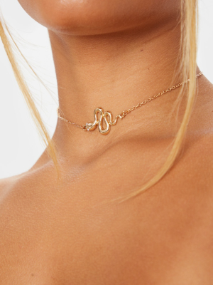 Gold Snake Charm Choker