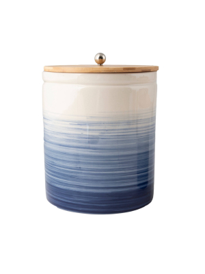 Ceramic Large Ombre Canister With Wood Lid Blue - Thirstystone