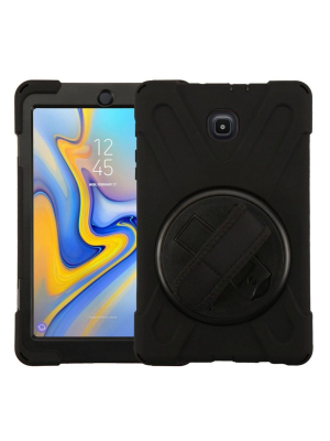 Valor Rotatable Stand With Wristband Hard Hybrid Plastic Tpu Cover Case W/stand For Samsung Galaxy Tab A 8.0 2018 - Black