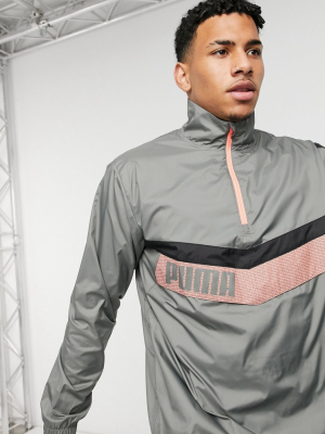 Puma Training Woven Half Zip Jacket In Gray