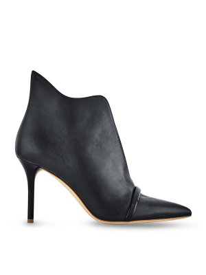 Cora 85mm - Black Leather Pointed Booties
