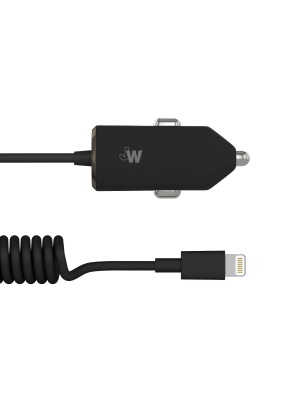 Just Wireless 1a/5w Corded Car Charger With 6.7ft Tpu Lightning Cable - Black