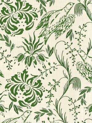 Folk Embroidery Wallpaper In Fern Green From The Complementary Collection By Mind The Gap