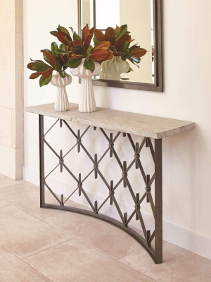 Global Views Sidney Console Table - Natural Wrought Iron With Wood Plank Top