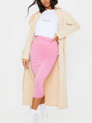 Dusty Pink Ultimate Jersey Longline Midi Skirt