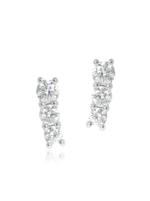 Graduated Diamond 3-stone Earrings