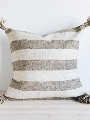 Wool Throw Pillow Cover - Grey Stripes