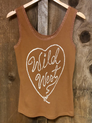 Wild West Lace Tank Cognac/wht