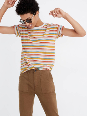 Whisper Cotton Rib-crewneck Tee In Daniels Stripe