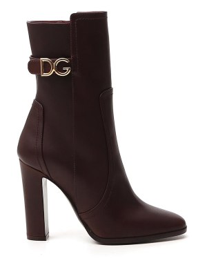 Dolce & Gabbana Logo Plaque Block Heel Boots