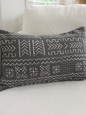 Tribal Slate Grey Lumbar Pillow - 14x22