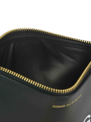 Comme Des Garçons Wallet Zip-up Logo Clutch Bag