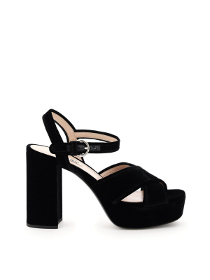 Miu Miu Crossed Strap Platform Sandals