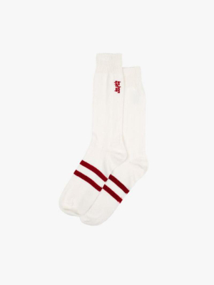 Red Striped Classic Socks White