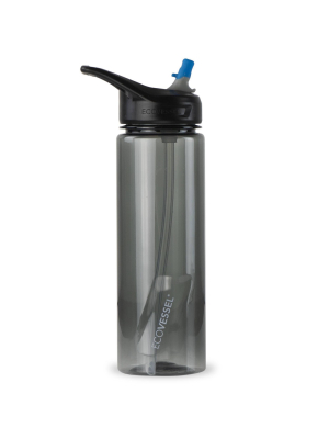 Ecovessel 24oz Wave Bpa-free Tritan Plastic Water Bottle With Straw Top