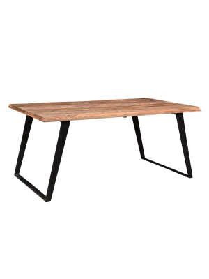 71" Sheesham Wood Live Edge Dining Table Brown/black - Timbergirl