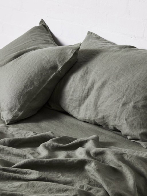 100% Linen Pillowslip Set (of Two) In Khaki