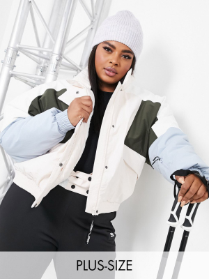 Asos 4505 Curve Ski Color Block Ski Jacket In Pastel