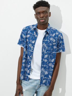 Ae Short-sleeve Tropical Print Button-up Shirt