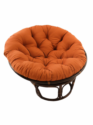 42" Rattan Papasan Chair With Solid Twill Cushion - International Caravan