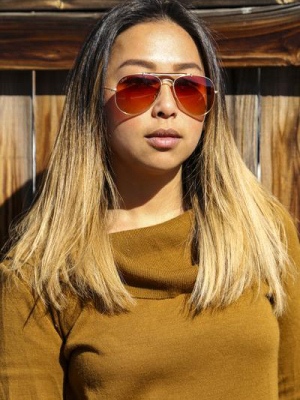 The Whitey's | Classic Wrap Brown And Orange Aviator Sunglasses