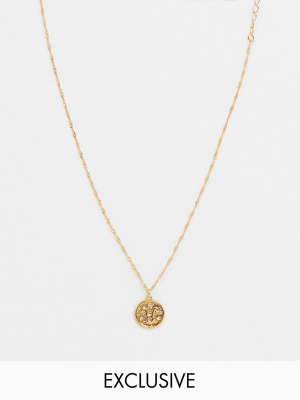 Reclaimed Vintage Inspired Premium 14k Taurus Horoscope Necklace In Gold