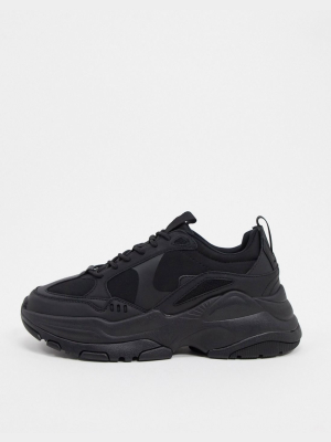 Asos Design Sneakers In Black With Chunky Sole