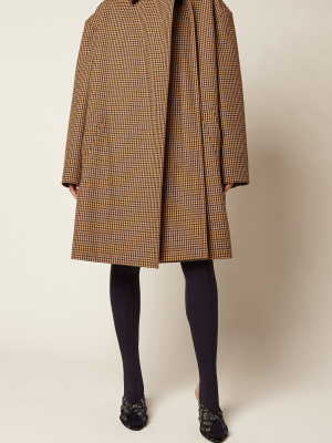 Oversized Houndstooth Wool Coat