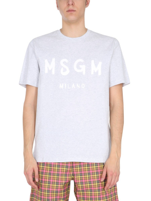 Msgm Paint Brushed Logo T-shirt