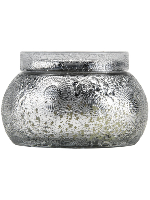 Chawan Bowl 2 Wick Embossed Glass Candle In Yashioka Gardenia