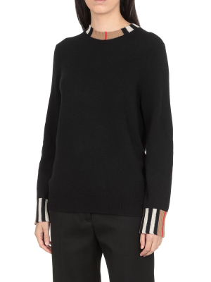 Burberry Icon Stripe Trim Knit Jumper