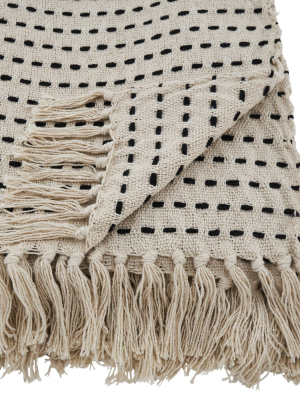 Stitch Line Throw Blanket Ivory - Saro Lifestyle