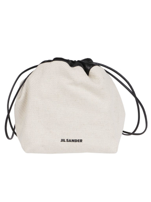 Jil Sander Logo Printed Drawstring Bucket Bag