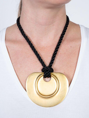 Satin Gold Pendant - Black Cord