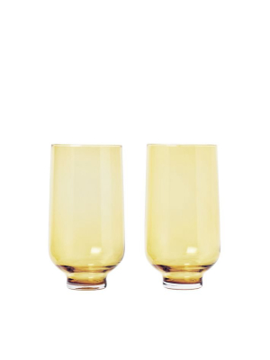 Flow Glassware (set Of 2) - Tall Gold