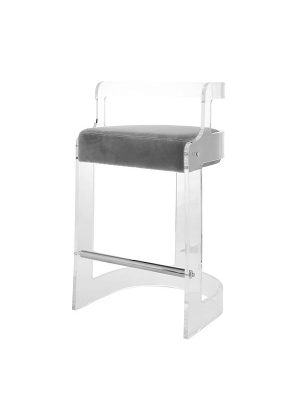 Malone Counter Stool Gray Velvet