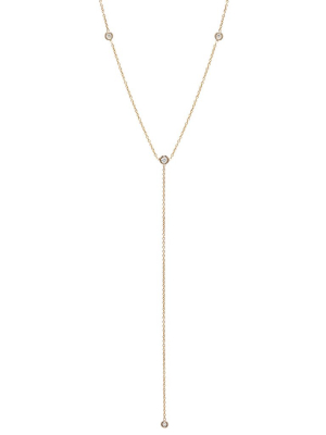 14k 4 Floating Diamonds Lariat Necklace