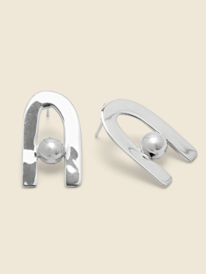 Curve Dot Stud Earrings - Sterling Silver