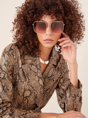 Oversized Square-frame Gold-tone Sunglasses