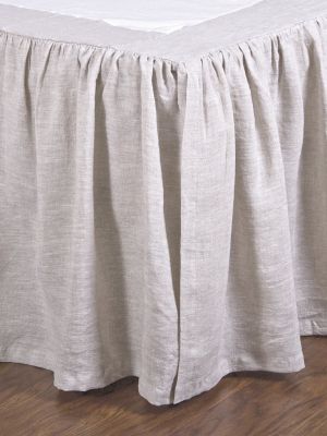 Gathered Linen Bedskirt - Flax