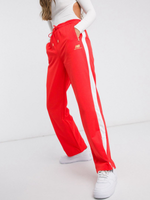 New Balance Wide Leg Sweatpants In Red