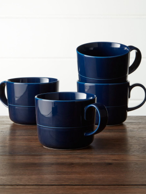 Hue Navy Blue Mugs, Set Of 4