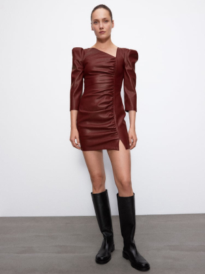 Faux Leather Mini Dress