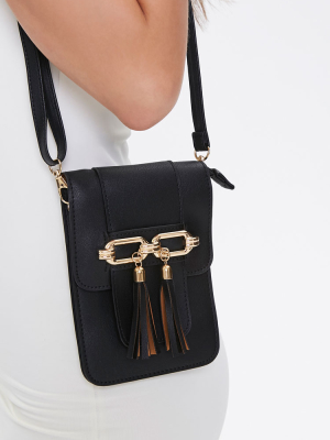 Tassel Flap-top Crossbody Bag