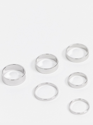 Topshop Ring Stacking Multipack X 6 In Silver