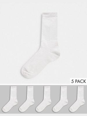 New Look Ribbed Sports Socks 5 Pack In Multi