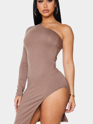 Shape Mocha Jersey One Shoulder Split Bodycon...