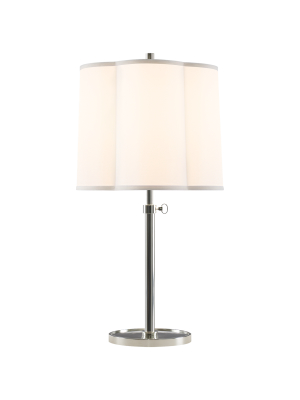 Simple Scallop Table Lamp In Soft Silver With Silk Shade