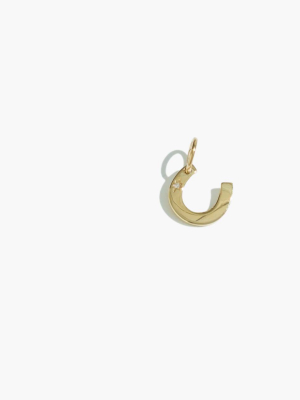 14k Gold Diamond Horseshoe Charm